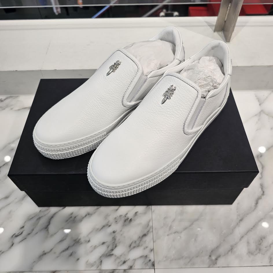 CHROME HEARTS CH Plus Leather Patch Dagger Slip On Size 40 クロムハーツ CHプラス レザーパッチ ダガー スリッポン サイズ40